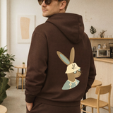 Hoodie brown with print on the back