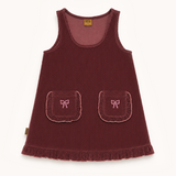 Pinafore dress bordo with pockets and embroidery
