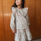 Blouse pink flowers print with ruffle