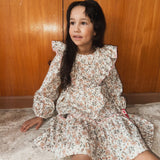 Blouse pink flowers print with ruffle