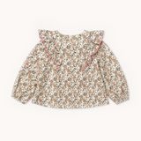 Blouse pink flowers print with ruffle