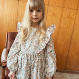 Dress pink flowers print with ruffle