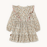 Dress pink flowers print with ruffle