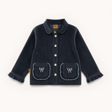Jacket navy blue with pockets and embroidery