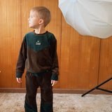 Sweatshirt brown and green with embroidery