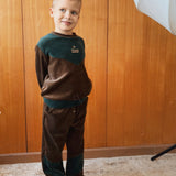 Sweatshirt brown and green with embroidery