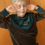 Sweatshirt brown and green with embroidery