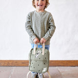 Mini Square Backpack - Happy Prints, light olive
