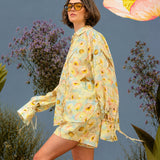 Blouse with all-over print "Sky Garden"