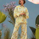 Pants with all-over print "Sky Garden"