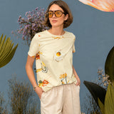 Top with all-over print "Food Mood" for female