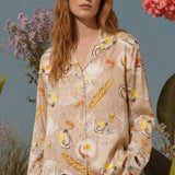 Blouse with all-over print "Secret Brunch"