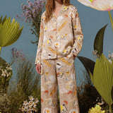 Pants with all-over print "Secret Brunch", long
