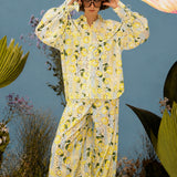 Blouse with all-over print "Lemon Garden"