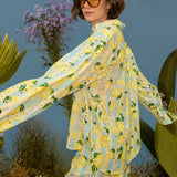 Blouse with all-over print "Lemon Garden"