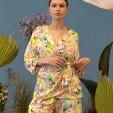Wrap blouse with all-over print "Flora & Marble"
