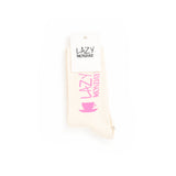 Lazy Monday socks raw white with pink