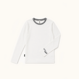 White top with long sleeves, grey neckband