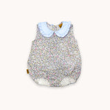 Romper with all-over blue floral print