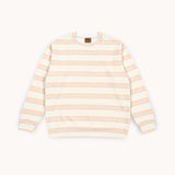 Off-white terry sweater with pink stripes