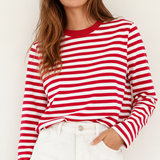 Top with red and white stripes